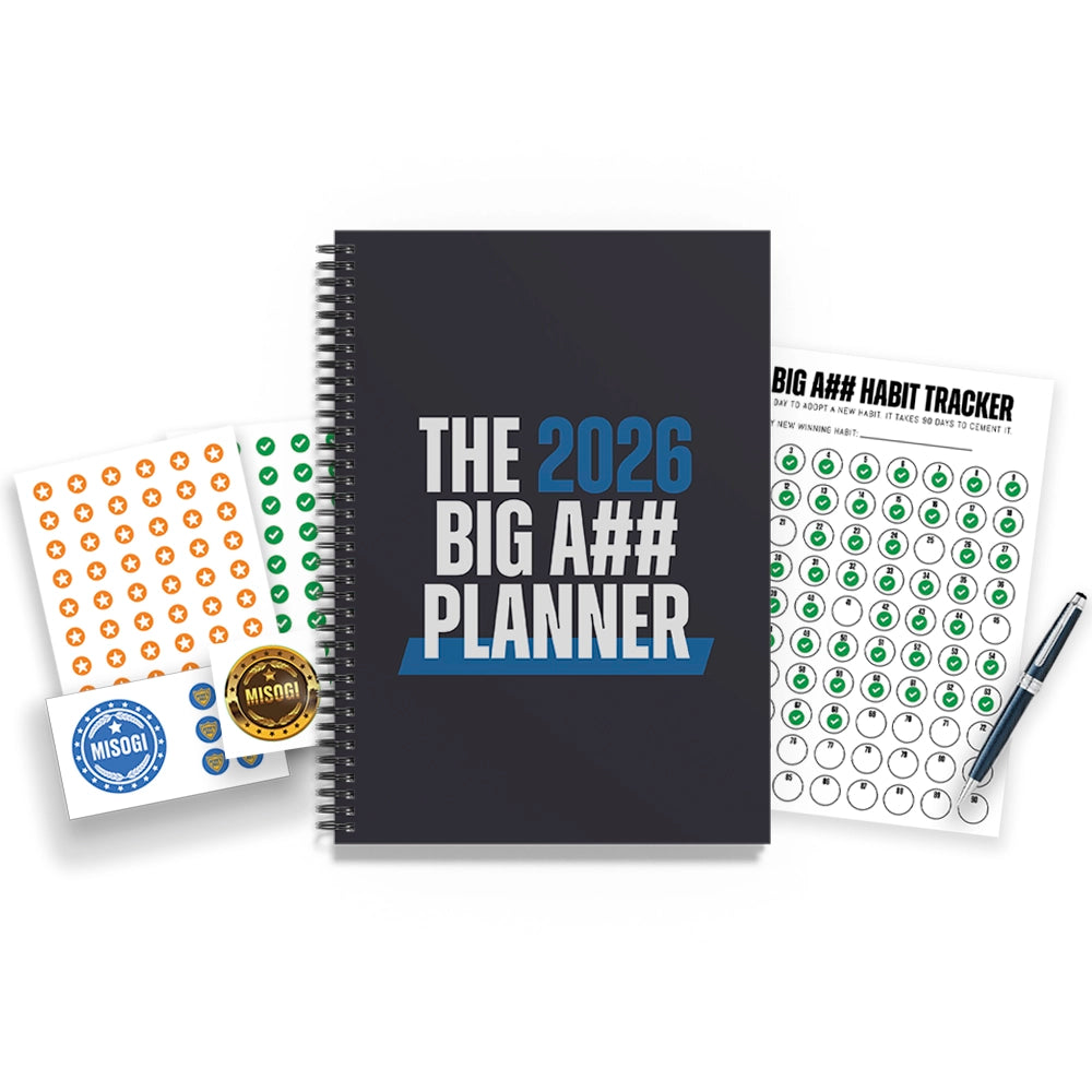 Planner with stickers and habit tracker on a white background